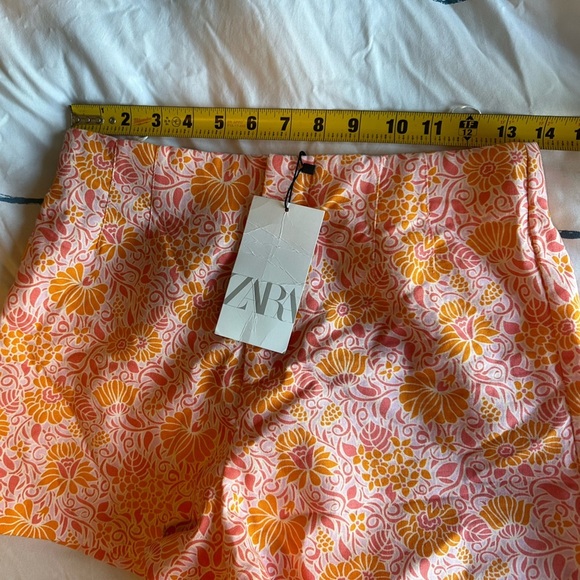NWT Zara Pink & Orange Floral High Waist Shorts - Picture 7 of 12